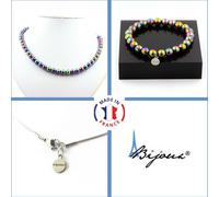 Parure de bijoux Bracelet Collier Perles d'hématite multicolores 8 mm Chaîne en acier inoxydable