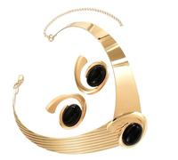 Parure de bijoux contemporains avec pendentif géométrique et boucles d'oreilles faits à la main pour les fêtes de travail, les rendez-vous galants, bijoux géométriques tendance pour les fêtes, taille