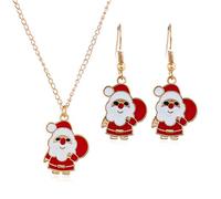 Parure de bijoux de Noël pour femmes, filles, adolescentes, petites et mignonnes et délicates en oxyde de zirconium, boucles d'oreilles pendantes avec pendentif en cristal, collier ras du cou pour