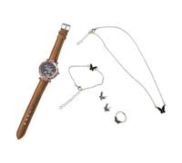Parure de bijoux élégante en forme de papillon pour femme, montre en cristal, bagues, collier, boucles d'oreilles pour un usage quotidien, taille unique, Comme décrit, Comme décrit.