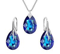 Parure de bijoux en argent sterling 925 avec cristaux Swarovski® - Poire - Plusieurs couleurs - Boucles d'oreilles pour femme - Collier avec pendentif