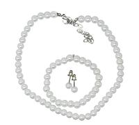Parure de bijoux en fausses perles pour enfant, pour mariage ou communion - Collier, bracelet et boucles d'oreilles