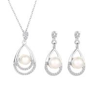 Parure de bijoux en perles de style européen et américain avec tempérament, collier en forme de gouttelette, boucles d'oreilles, ensemble de deux pièces, personnalisé et élégant, bijoux de mariée en