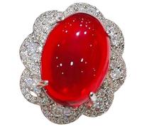 Parure de bijoux imitation rubis pour femme avec pendentif ovale en oxyde de zirconium - Idée cadeau, Set of 3