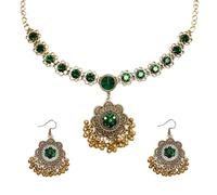 Parure de bijoux indiens pour femme, bijoux oxydés, collier avec pendentif boule de fleur de style Bollywood, boucles d'oreilles pendantes Jhumka, bijoux de mariage délicats, cadeaux de mariage
