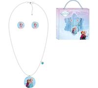 Parure de bijoux La Reine des Neiges avec collier et boucles d'oreilles - Bijoux pour enfants avec Elsa et Anna pour filles fans de Disney