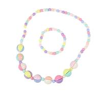 Parure de bijoux pour enfants avec collier de perles couleur bonbon, texture texturée, cadeau d'anniversaire pour enfants