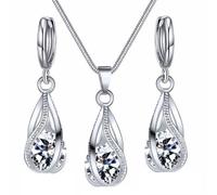 Parure de bijoux pour femme - Accessoires de demoiselle d'honneur - Collier et boucles d'oreilles pour mariage, bal de fin d'année, anniversaire de mariage, anniversaire de mariage - Rose (A, taille