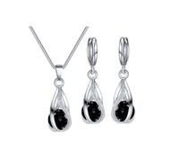 Parure de bijoux pour femme - Accessoires de demoiselle d'honneur - Collier et boucles d'oreilles pour mariage, bal de fin d'année, anniversaire de mariage, anniversaire de mariage - Rose (F, taille