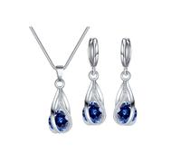 Parure de bijoux pour femme - Accessoires de demoiselle d'honneur - Collier et boucles d'oreilles pour mariage, bal de fin d'année, anniversaire de mariage, anniversaire de mariage - Rose (B, taille