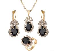Parure de bijoux pour femme comprenant un collier et des boucles d'oreilles réglables avec chaîne vénitienne et goutte d'eau (B)