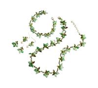 Parure de bijoux tendance avec collier et boucles d'oreilles avec détails délicats sur le thème de la feuille, taille unique, Comme décrit, Comme décrit.