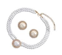 Parure de bijoux tendance en alliage avec perles et boucles d'oreilles - Design minimaliste - Tenue formelle et décontractée