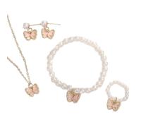 Parure de bijoux tendance en forme de papillon et de perles d'imitation pour petites filles en alliage spécial pour enfants, taille unique, Comme décrit, Comme décrit.