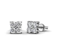 Parure de boucles d'oreilles carrées argentées MGJ™ en cristal Swarovski pour femme | Livrée dans un sac blanc, une boîte et une carte de Noël - Bijou hypoallergénique à offrir.
