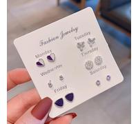 Parure de boucles d'oreilles en alliage style coréen pour mini motifs cœur nœud et fleur conçus pour un confort tout au long de la journée (C)