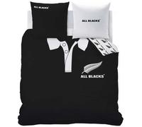 Parure de couette 100% Coton ALL BLACKS POLO 200x200cm - Noir - Réversible - Certification Oeko-Tex®