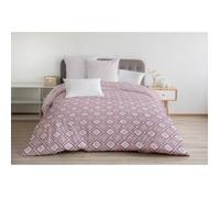 Parure de couette 100% coton FOX TROT - Rose - Rectangulaire - Géométriques - 220x240 cm