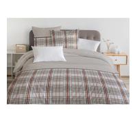 Parure de couette 100% coton - GREENWICH - Beige - Rayures & Tartans Ecossais - 240x260 cm