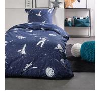 Parure de couette 140 x 200 ""Happy Moon"" Réversible 100% Coton / 57 Fils/cm²