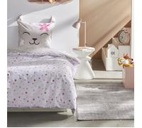 Parure de couette 140 x 200 ""Miaou star"" Réversible 100% Coton / 57 Fils/cm²