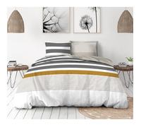 Parure de couette 2 pièces en percale de coton 140x200 GRIS et OCRE