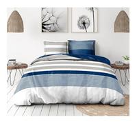 Parure de couette 2 pièces en percale de coton 200x200 BLEU ENCRE