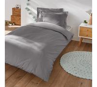 Parure de Couette 2 Piéces pour Un lit 1 Personne 100% Coton 57 Fils, Housse de Couette 140 x 200 cm Blanche avec 1 Taie d'oreiller 65 x 65 cm Assortie, Style Moderne Haute Qulité (Gris)