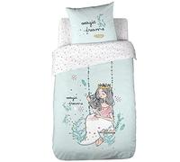 Parure de Couette 2 pièces Reversible 140x200 cm 100% Coton Bio 57 Fils Magic