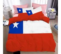 Parure de Couette 200x200cm- Housse imprimée + taie - Douce, légère et Facile d'entretien -Style Frais et Moderne Drapeau du Chili -avec 2 Taie d'oreiller avec Fermeture Éclair