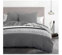 Parure de couette 220x240 cm Diffus Gris - Housse de couette + 2 taies - Microfibre - Home Linge Passion