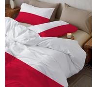 Parure de Couette 220x240cm- Housse imprimée + taie - Douce, légère et Facile d'entretien -Minimalisme Drapeau de la Pologne -avec 2 Taie d'oreiller avec Fermeture Éclair