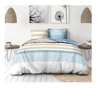 Parure de couette 3 pièces en percale de coton 220x240 BLEU ICEBERG