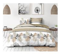 Parure de couette 3 pièces en percale de coton 240x260 BEIGE PRALINE