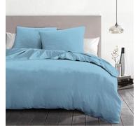 Parure de couette 3 pieces - HOME LINGE PASSION - HP72066 - Microfibre 82 g - 240 x 260 cm - Bleu ciel