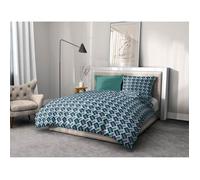 Parure de couette 3 pièces - Housse de couette + 2 taies d'oreiller Minerva -Bleu - 240x260 cm - 100% coton - Home Linge Passion