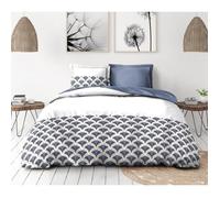 Parure de couette 3 pièces percale de coton 240x260 Bleu - Le Clos des Songes