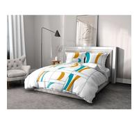 Parure de Couette Blanche 100% Coton - ATTOLL - Bleu - Rectangulaire - Classique - Intemporel
