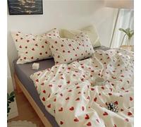 Parure De Couette Coeurs, Parure De Couette Coeurs | Taie D'oreiller Pour Chambre À Coucher, Housse De Couette Pour Dortoir Avec Drap Plat Et Taie D'oreiller, Ensemble De Literie À Motif De Cœur Migno