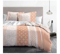Parure de couette coton Ethnora - Mandarine - 220x240 cm - Imprimé - Naturelle - Chambre