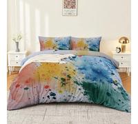 Parure de Couette Éclaboussure d'encre rétro à l'aquarelle Housse imprimée + taie Douce,Microfibre Imprimée 200 x 200 cm légère et Facile d'entretien Couleur