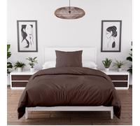 Parure de couette en microfibre lavée 140x200 cm BOHEME brun, par Soleil d'Ocre