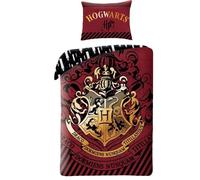 Parure de couette enfant coton - Harry Potter - Blason Poudlard - Réversible - Rouge - 140 x 200 cm
