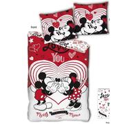 Parure de couette enfant Disney - Minnie et Mickey Love You - Rouge - 140x200 cm