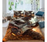 Parure De Couette Godzilla Électrique Housse De Couette Animal Theme en Microfibre, Parure De Lit Adulte Enfant, Ensemble De Literie avec 2 Taie d'oreiller King（220x240cm）