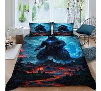 Parure De Couette Godzilla Lave Housse De Couette Animal Theme en Microfibre, Parure De Lit Adulte Enfant, Ensemble De Literie avec 2 Taie d'oreiller King（220x240cm）