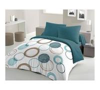 parure de couette home linge passion audace - couette 240 x 260 cm + 2 taies d'oreiller 63x63 cm - bleu canard Bleu G