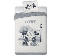 Parure de couette - HOMEROKK - Mickey et Minnie - 140x200 cm - Drap housse 90x190 - Blanc