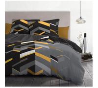 Parure de couette - MARCO - 100% coton - Gris Foncé - Géométriques - 240x260 cm