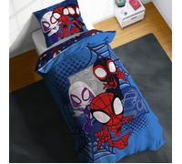 Jay Franco Marvel Spidey et Ses Amis extraordinaires Vroom - Parure de lit Une Personne pour Enfant - Ensemble Housse de Couette et taie d'oreiller 50 x 70 cm - 100% Coton